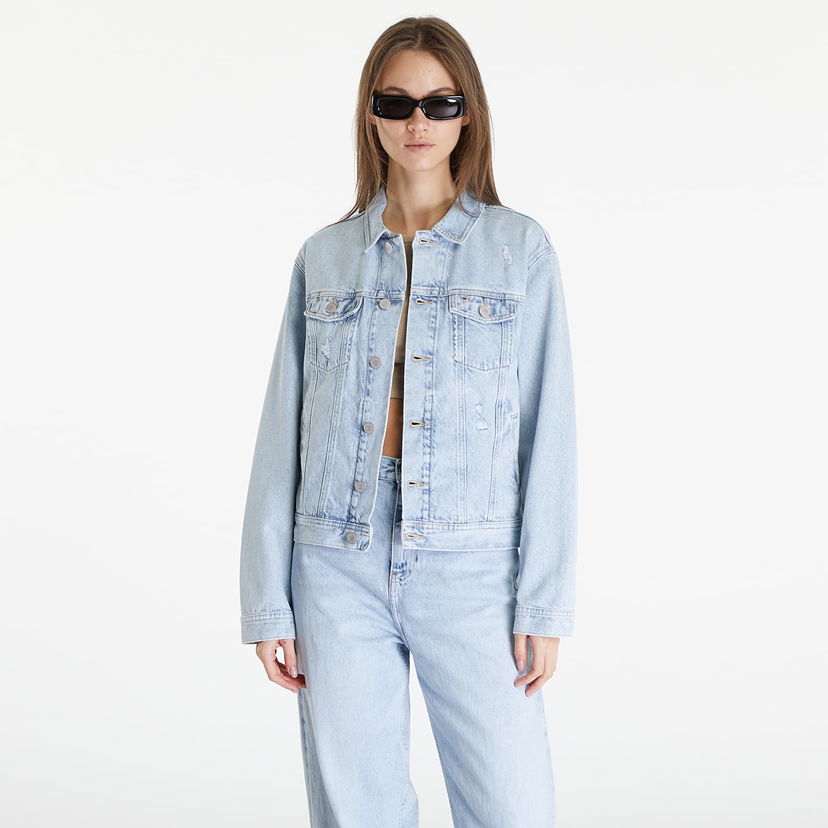 Jakna Tommy Hilfiger Mom Classic Flag Jacket Denim Light Modra | DW0DW18331 1AB