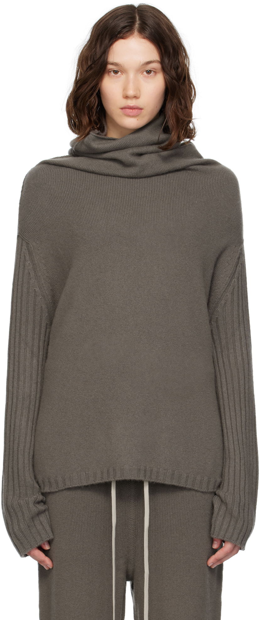 Pleteni pulover Rick Owens Rick Owens Concordians Rasato Cashmere Knit Turtleneck Siva | RP02E4674 KLWS