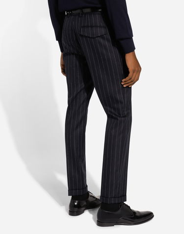 Hlače Dolce & Gabbana Dolce & Gabbana Tailored Striped Wool Pants Mornarica | GP09TTFR21HS8052, 3