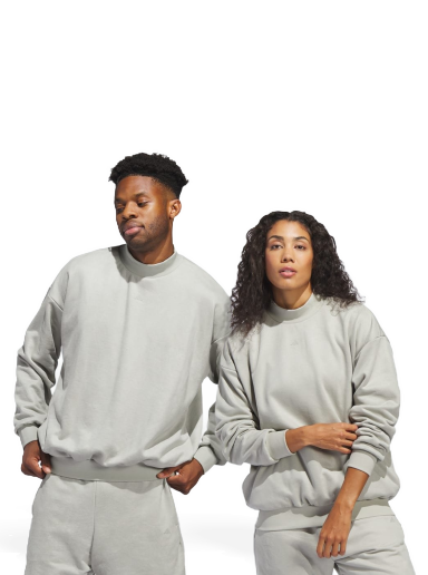 Pleteni pulover adidas Performance Basketball Sueded 3/4 Half-Zip Crewneck Siva | IN7698