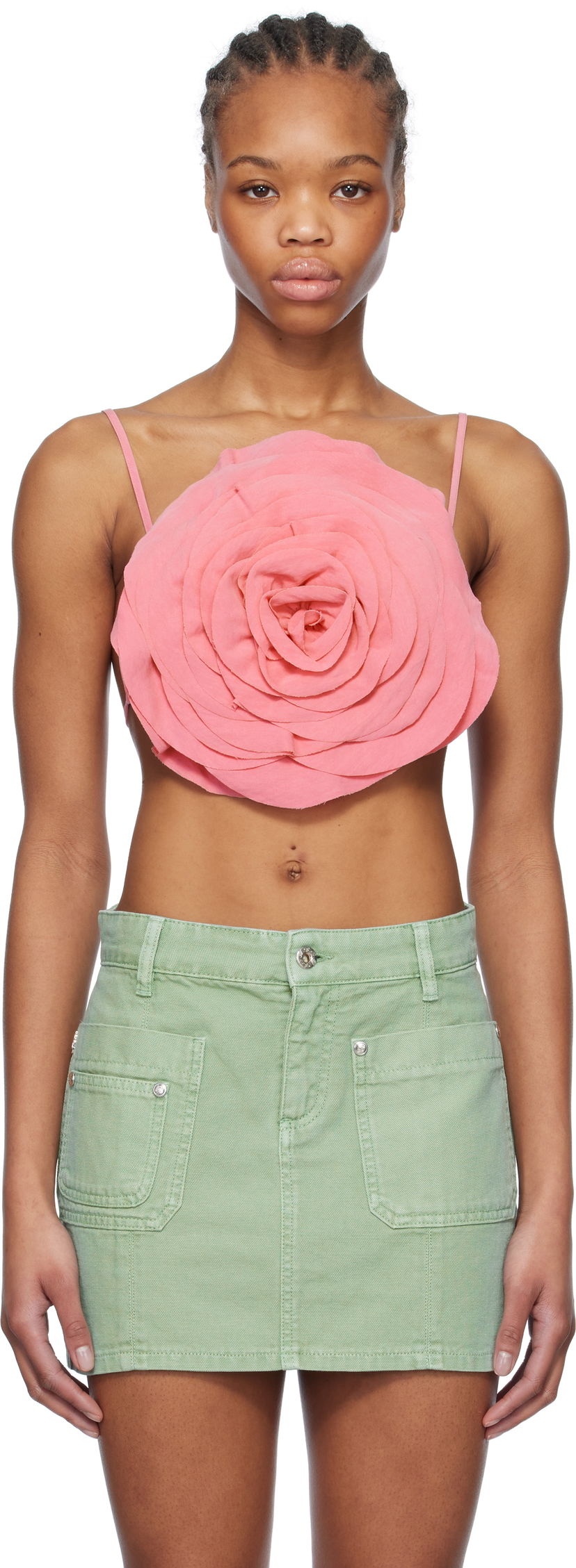 Krila Blumarine Blumarine Rose-Effect Cami Top Zelena | P522C360A