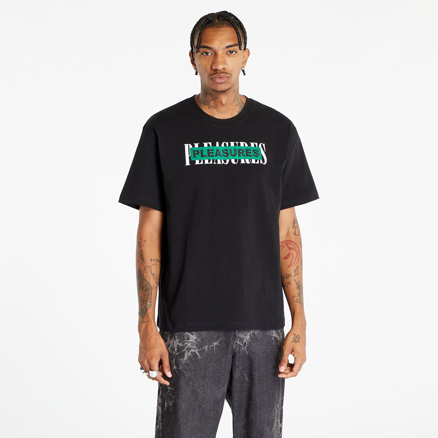 Majica Pleasures Doubles Heavyweight Short Sleeve Tee Black Črna | P23F030 BLACK, 0