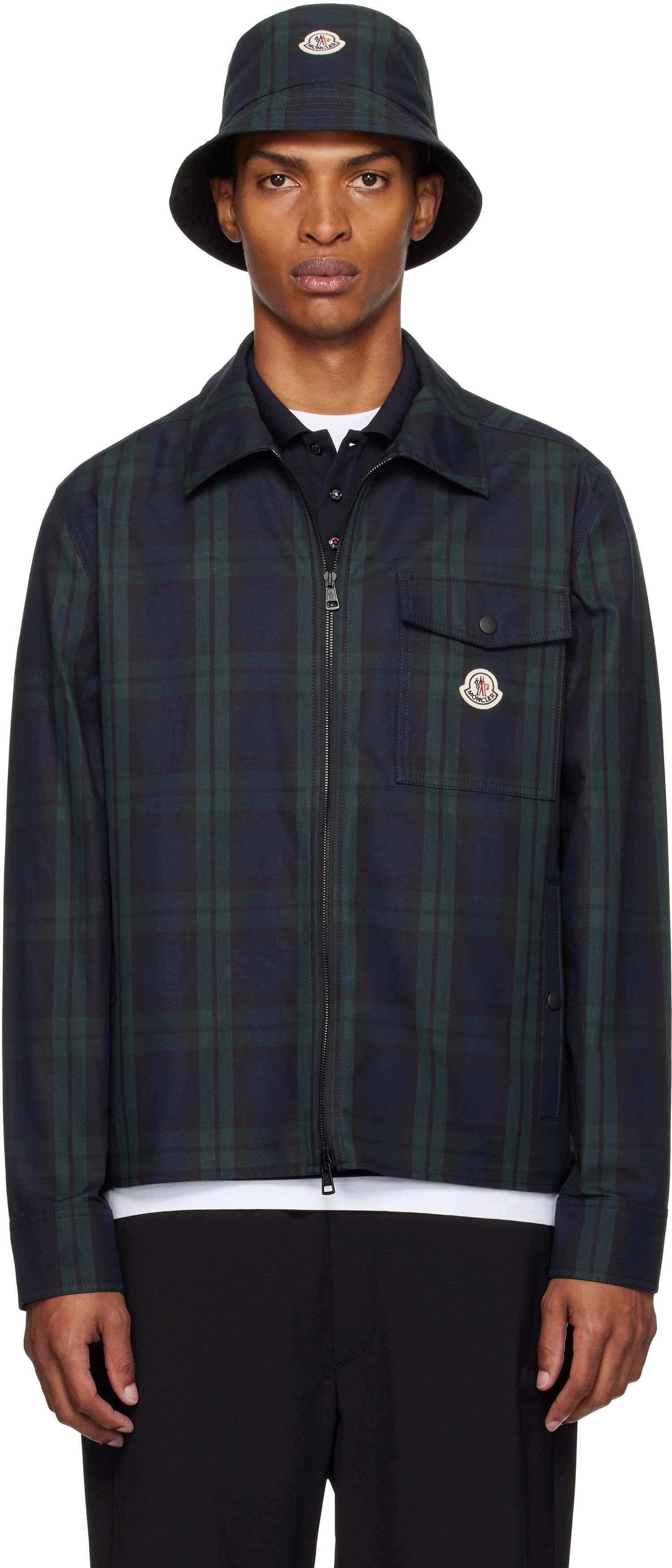 Srajce Moncler Moncler Checked Cotton Gabardine Overshirt Zelena | K20912F00007M7484, 0