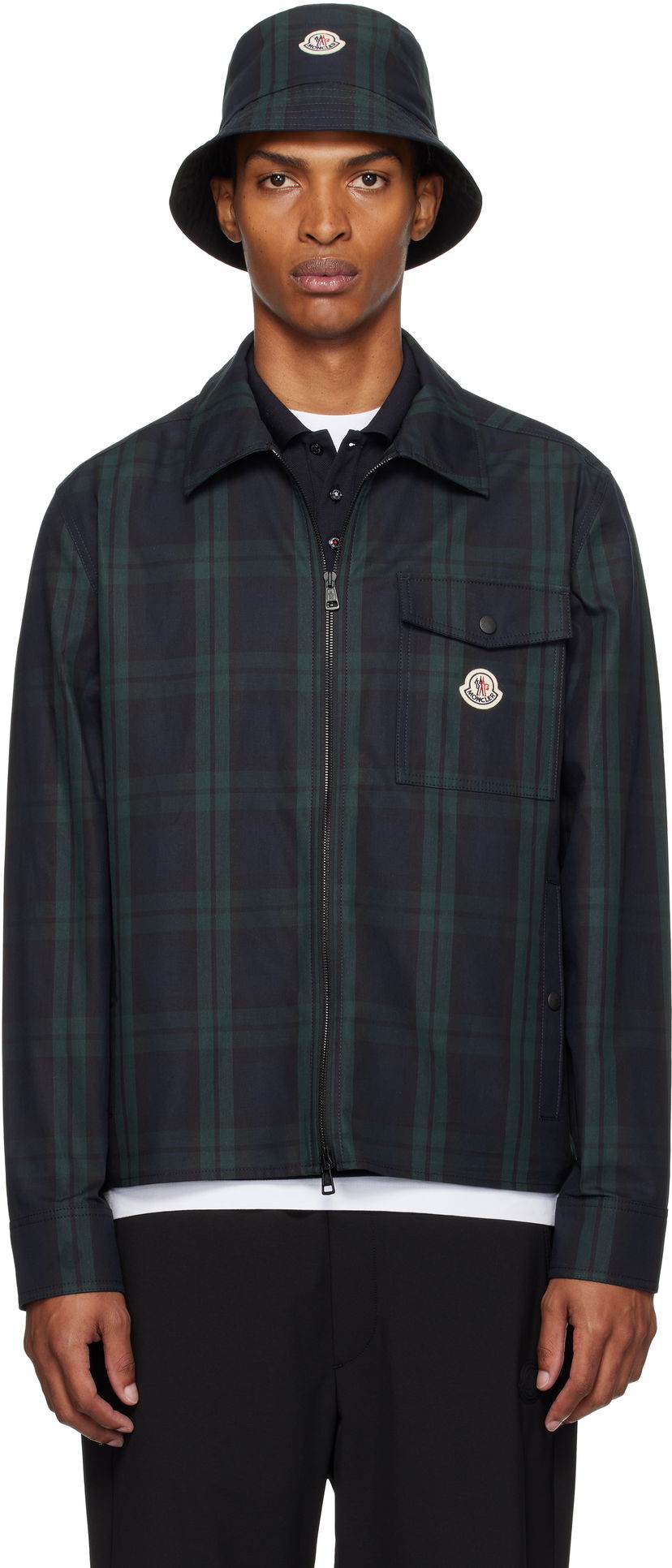 Srajce Moncler Moncler Checked Cotton Gabardine Overshirt Zelena | K20912F00007M7484