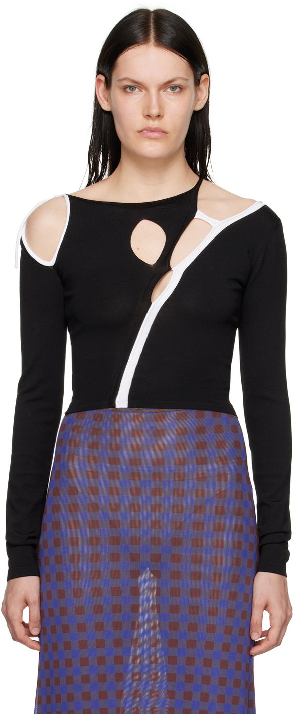 Majica Ottolinger Ottolinger Strap Cutout Long Sleeve T-Shirt Črna | 703001