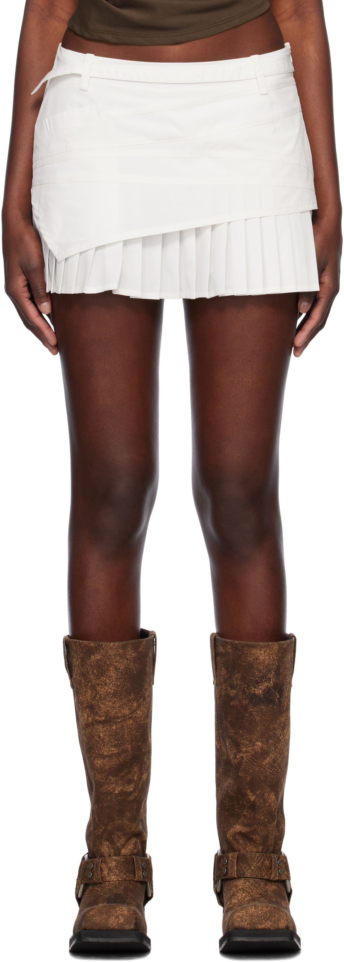 Krila Feng Chen Wang Feng Chen Wang Pleated Miniskirt Bela | FWS19SK02, 0