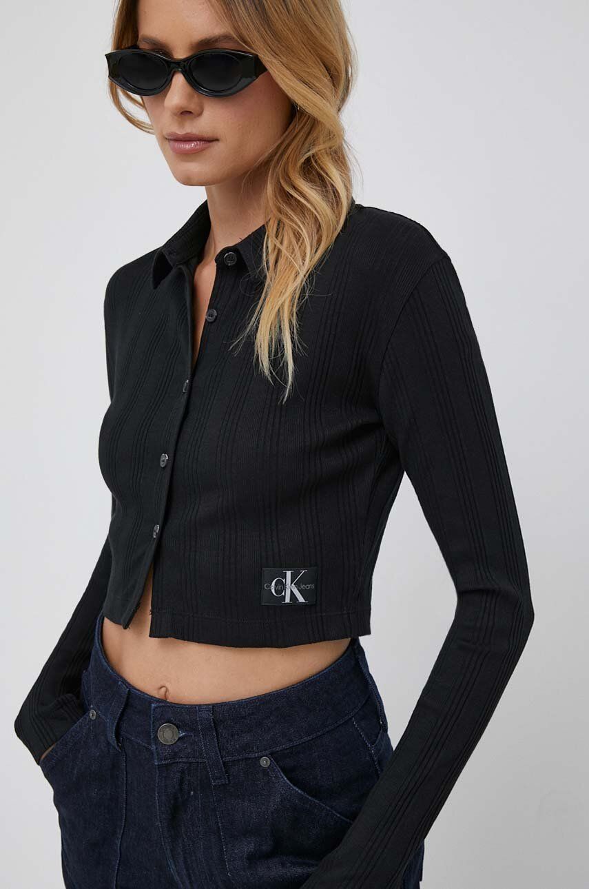 Srajce CALVIN KLEIN Jeans Badge Elongated Rib Shirt Črna | J20J221428, 0