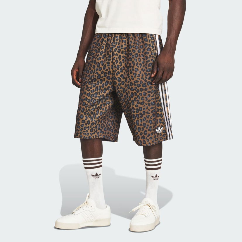 Kratke hlače adidas Performance Oversized Leopard Print Shorts Rjava | JV7566