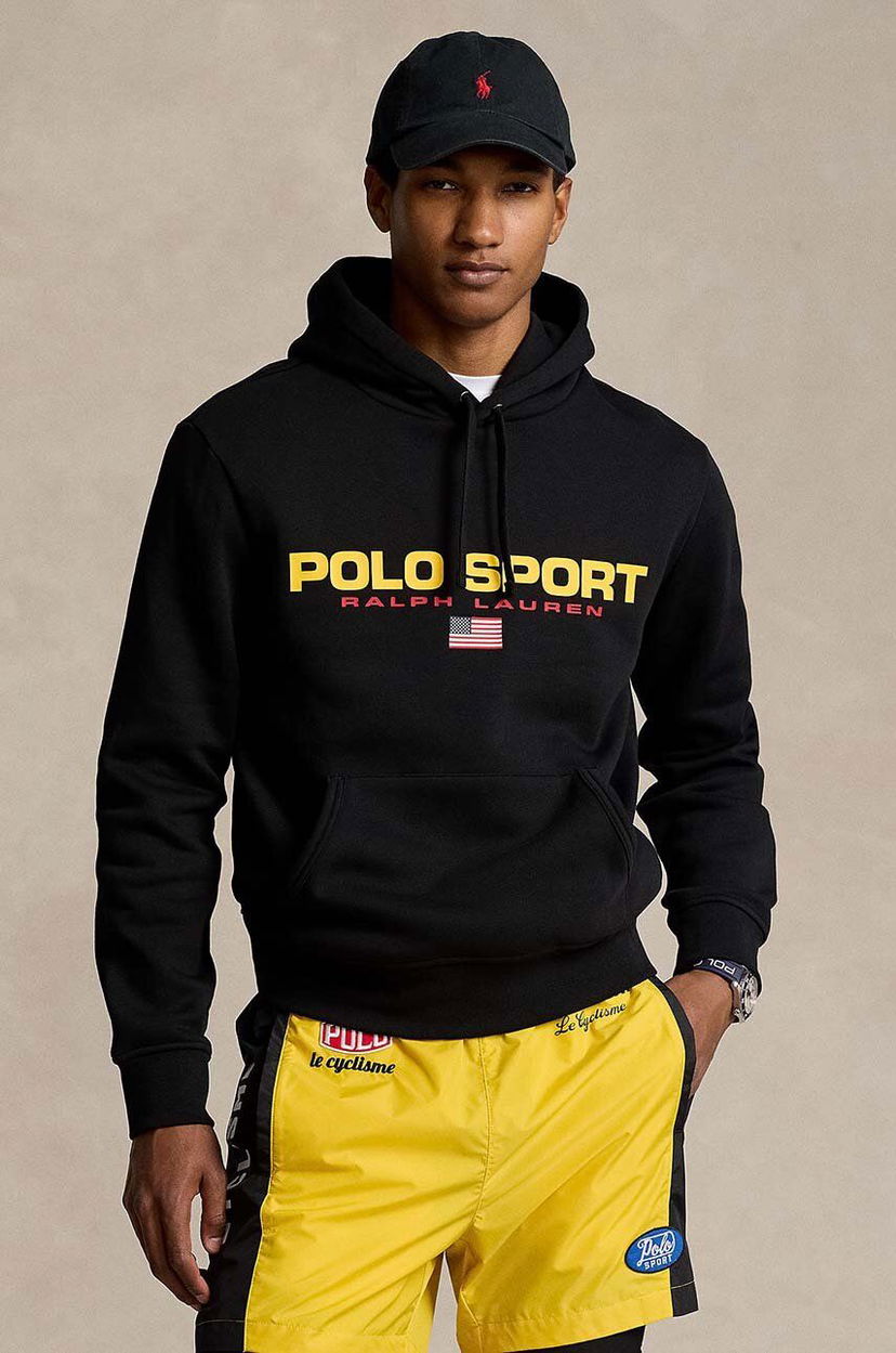 Pulover Polo by Ralph Lauren Sport Logo Hoodie Črna | 710938447