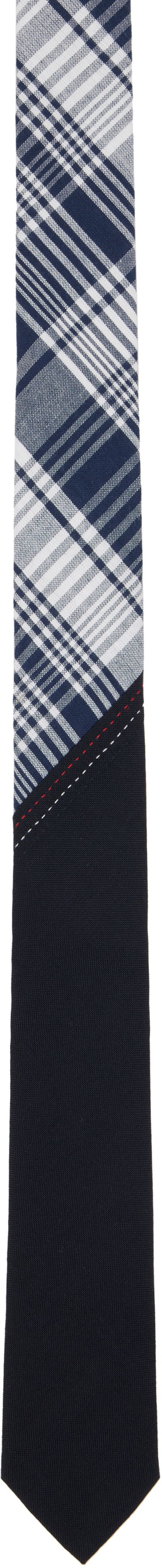Šala Thom Browne Thom Browne Classic Bias Combo Madras Check Tie Modra | MNL038C-07847