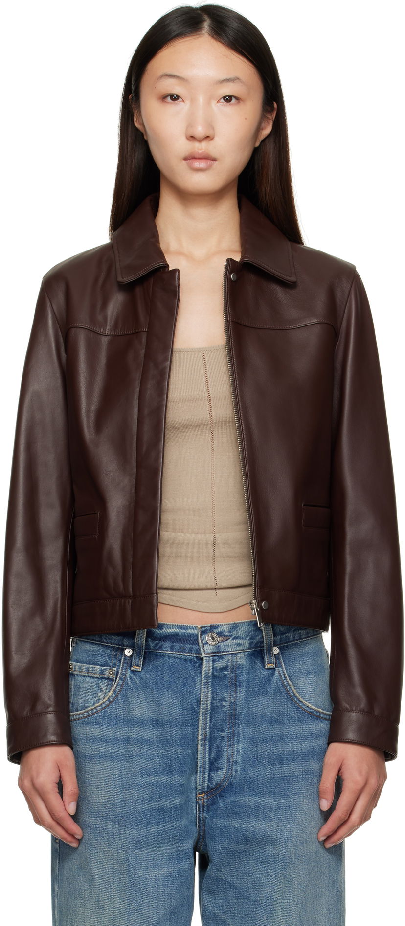 Jakna Loulou de Saison Loulou de Saison Ascot Leather Jacket Rjava | ASCOT