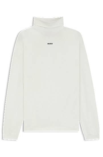 Majica BOSS Rollneck long-sleeve logo T-shirt in cotton Bela | 50547372