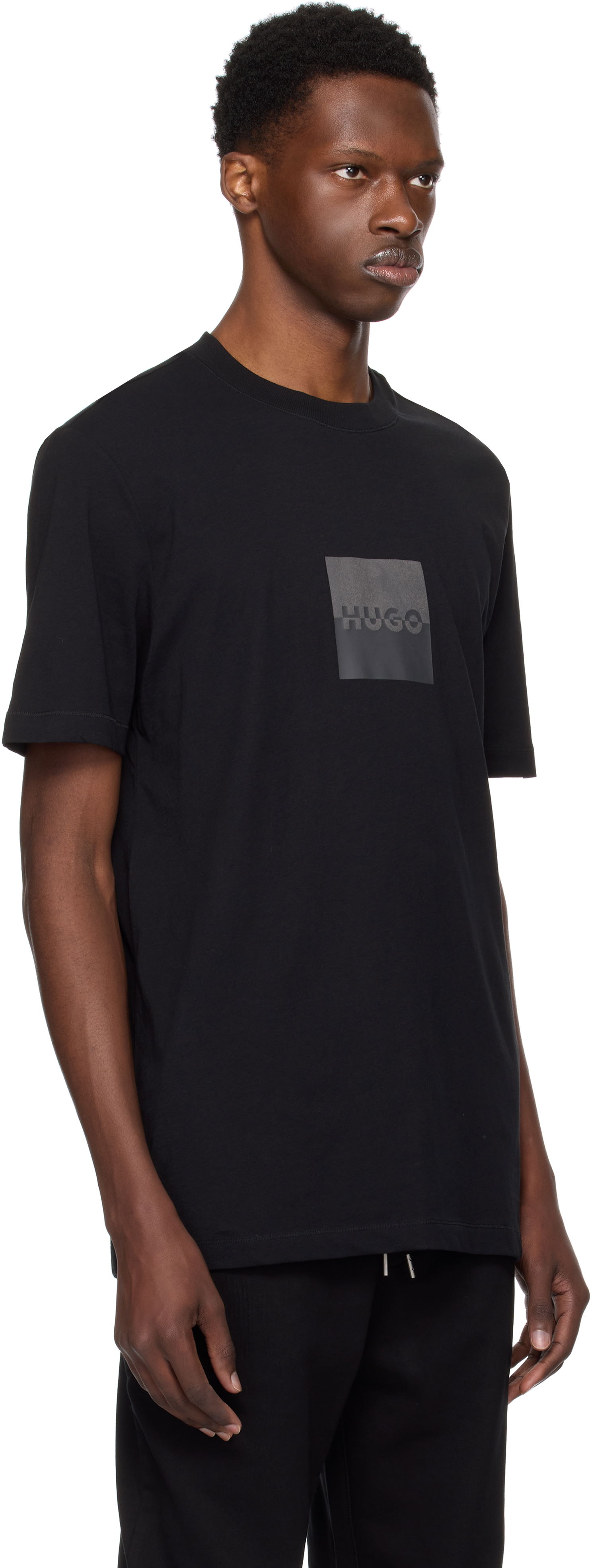 Majica BOSS Hugo Cotton Jersey Split Logo T-Shirt Črna | 50542784, 1