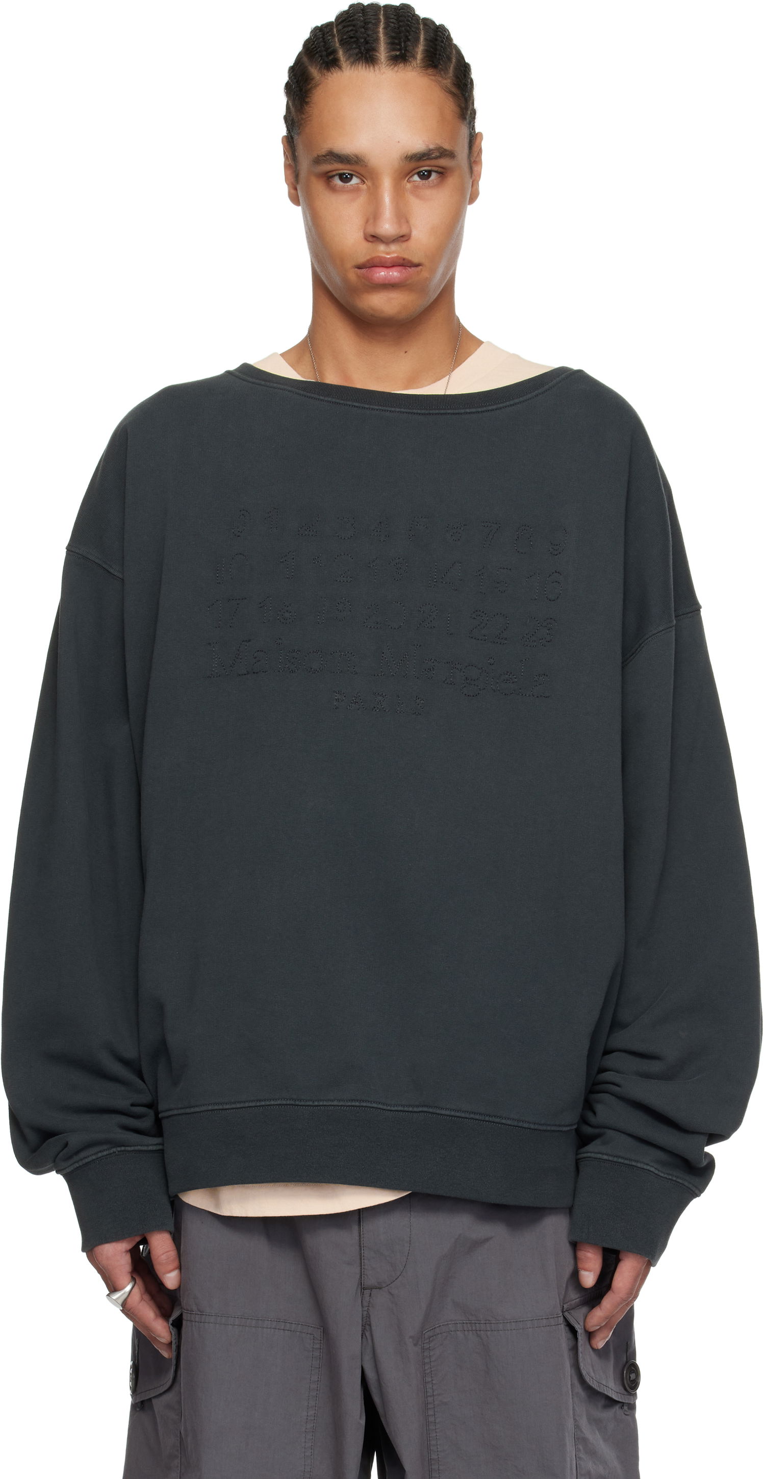 Pleteni pulover Maison Margiela Maison Margiela Embroidered Sweatshirt Siva | S50GU0230 M25017, 0