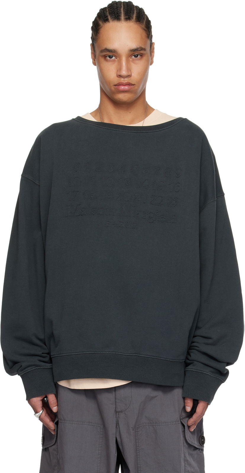 Pleteni pulover Maison Margiela Maison Margiela Embroidered Sweatshirt Siva | S50GU0230 M25017