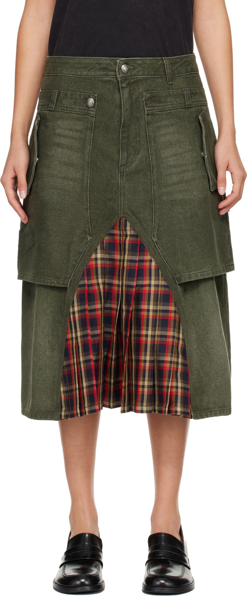 Krila Andersson Bell Raptor Layered Pleats Denim Midi Skirt Večbarvna | apa860w