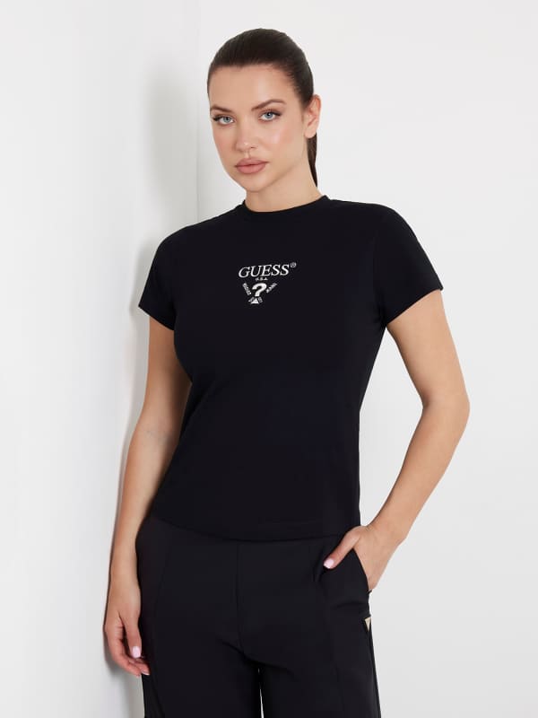 Majica GUESS Front Logo Stretch T-Shirt Črna | V4YI21KCDH1