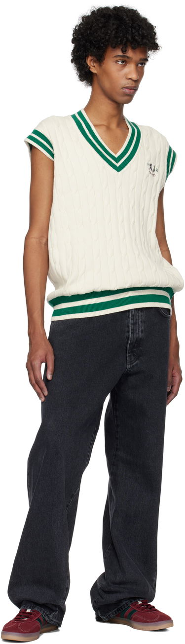 Pleteni pulover Fred Perry Fred Perry Cable Knit Tennis Vest Bela | K9721, 3