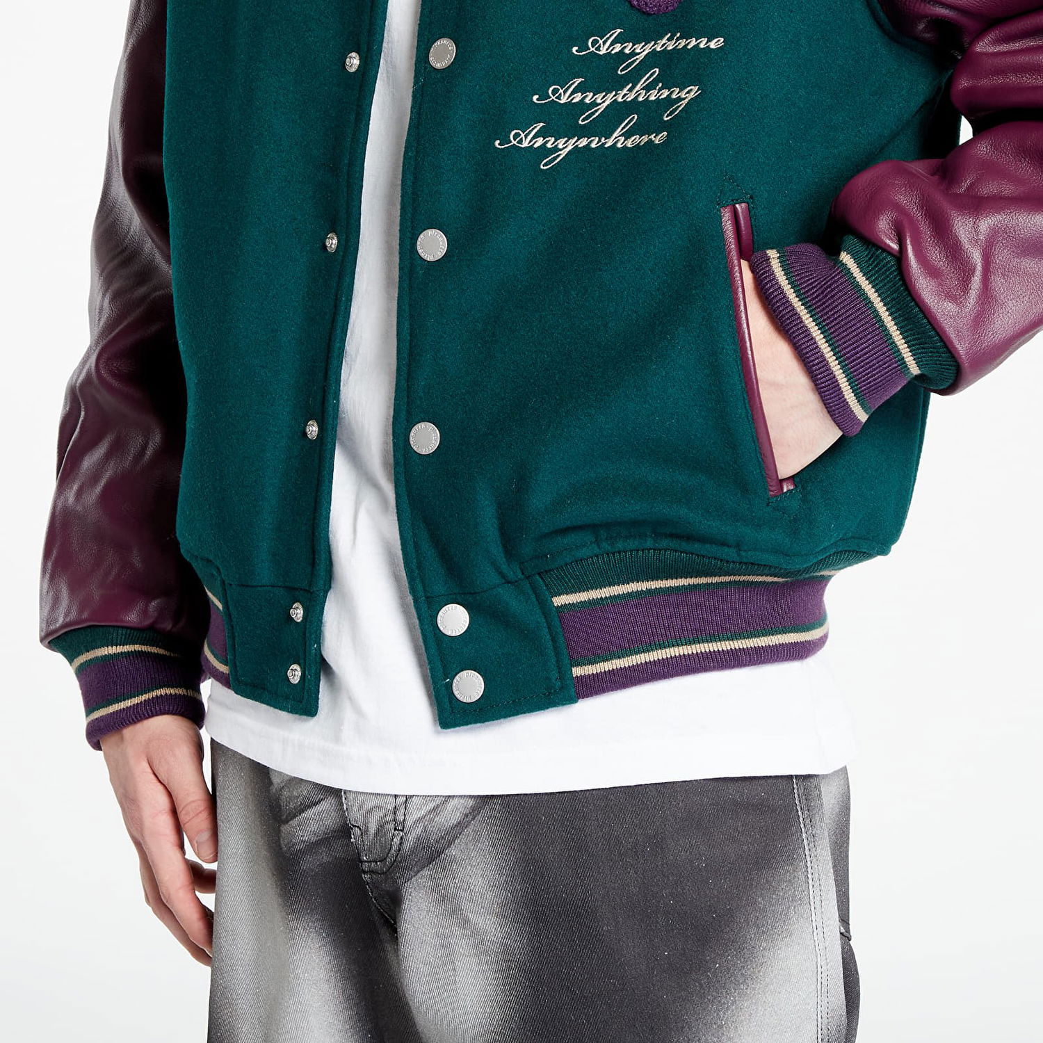 Jakna Pleasures Fan Varsity Jacket Zelena | P23W037 GREEN, 1