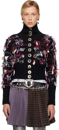 Chopova Lowena Washed Up Embellished Turtleneck Cardigan