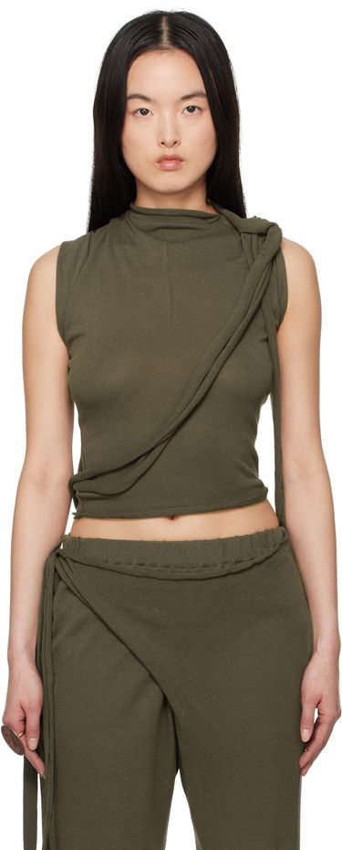 Majica brez rokavov Ottolinger Ottolinger Deconstructed Linen Tank Top Zelena | 10510130601, 0