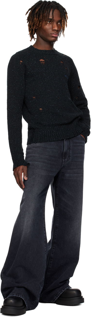 Pleteni pulover We11done We11done Distressed Knit Sweater Črna | WD-KT0-25-623-U-NV, 3