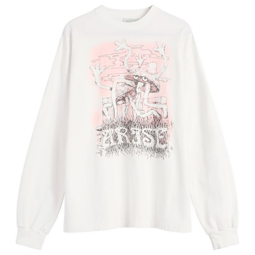 Majica Aries Faded Shroom Awakening Long Sleeve T-Shirt, Size Large Bela | AR60024-WHT