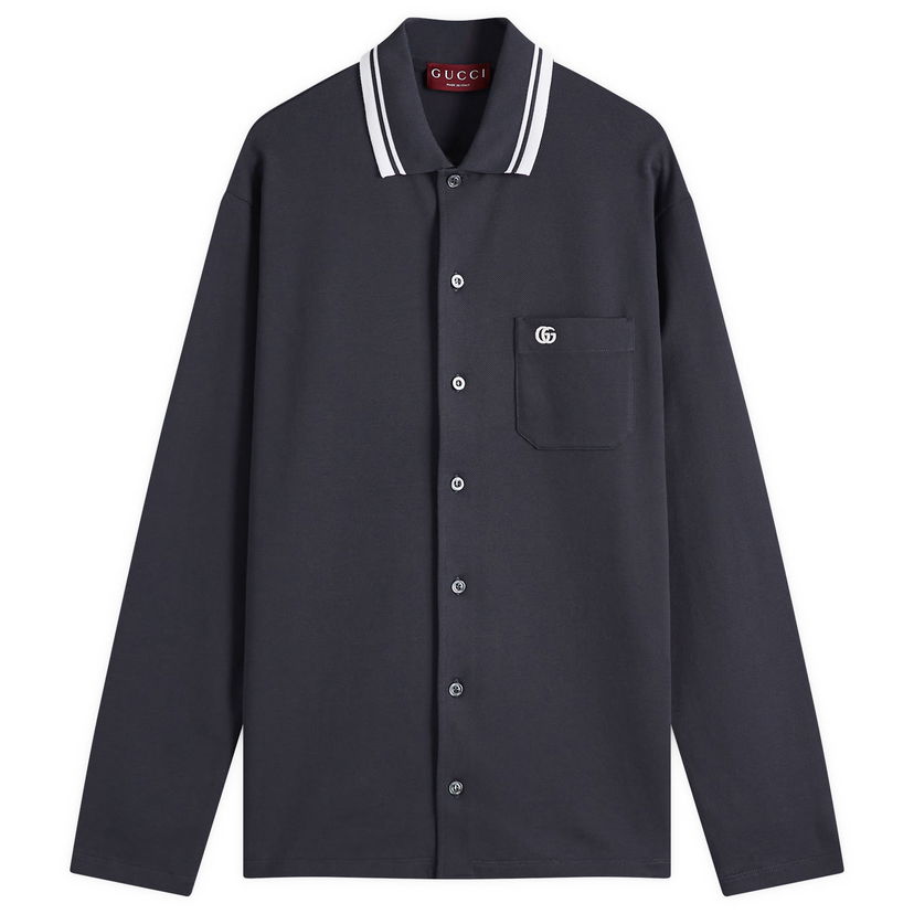 Polo majica Gucci Gucci Stretch Cotton Long Sleeve Polo Shirt, Size Medium Mornarica | 815513-XJG16-1165