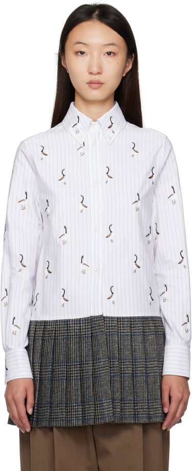 Obleke Thom Browne Thom Browne Goose Print Shirtdress Bela | FDSF35E-E1374, 0