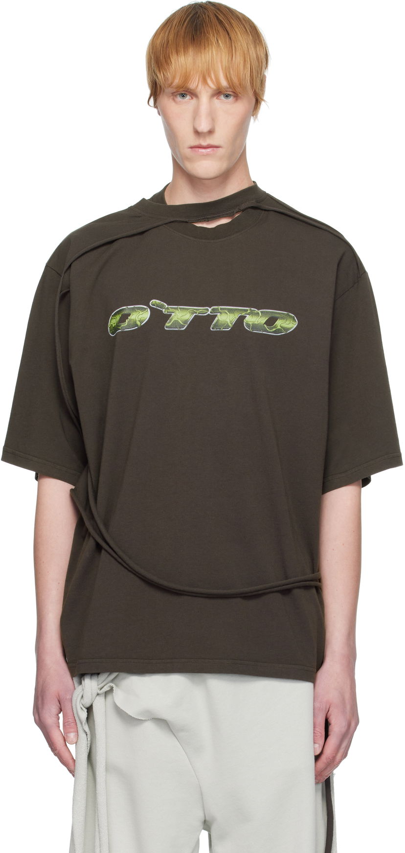 Majica Ottolinger Ottolinger Oversized Flap T-Shirt Rjava | 115-103415-02