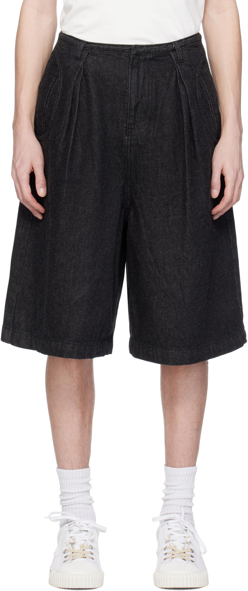 Kratke hlače ADER ERROR ADER error Pleated Denim Shorts Črna | BO01SSJE0201BK