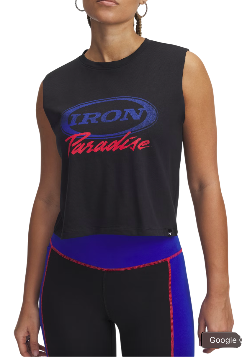 Majica brez rokavov Under Armour Project Rock Iron Paradise Cropped Training Tank Top Črna | 1389705-001