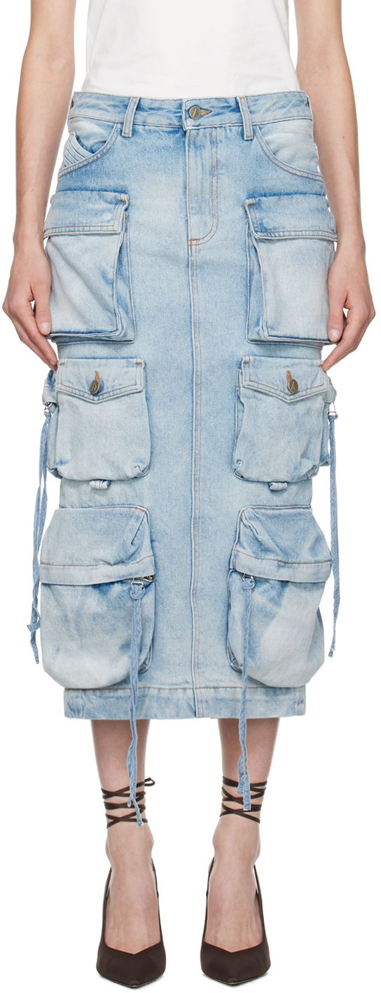Krila The Attico Attico Pocket Denim Midi Skirt Modra | 241WCS189 D073