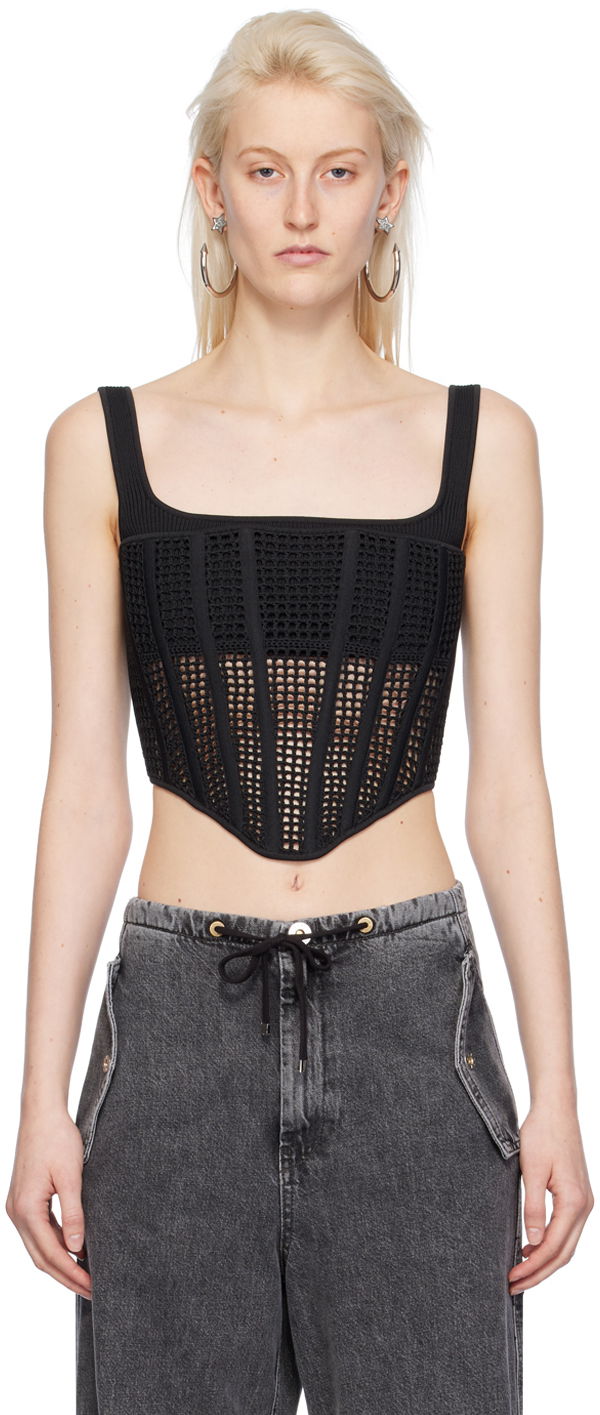 Majica brez rokavov Dion Lee Knitted Square Neck Tank Top Črna | A7768PS24