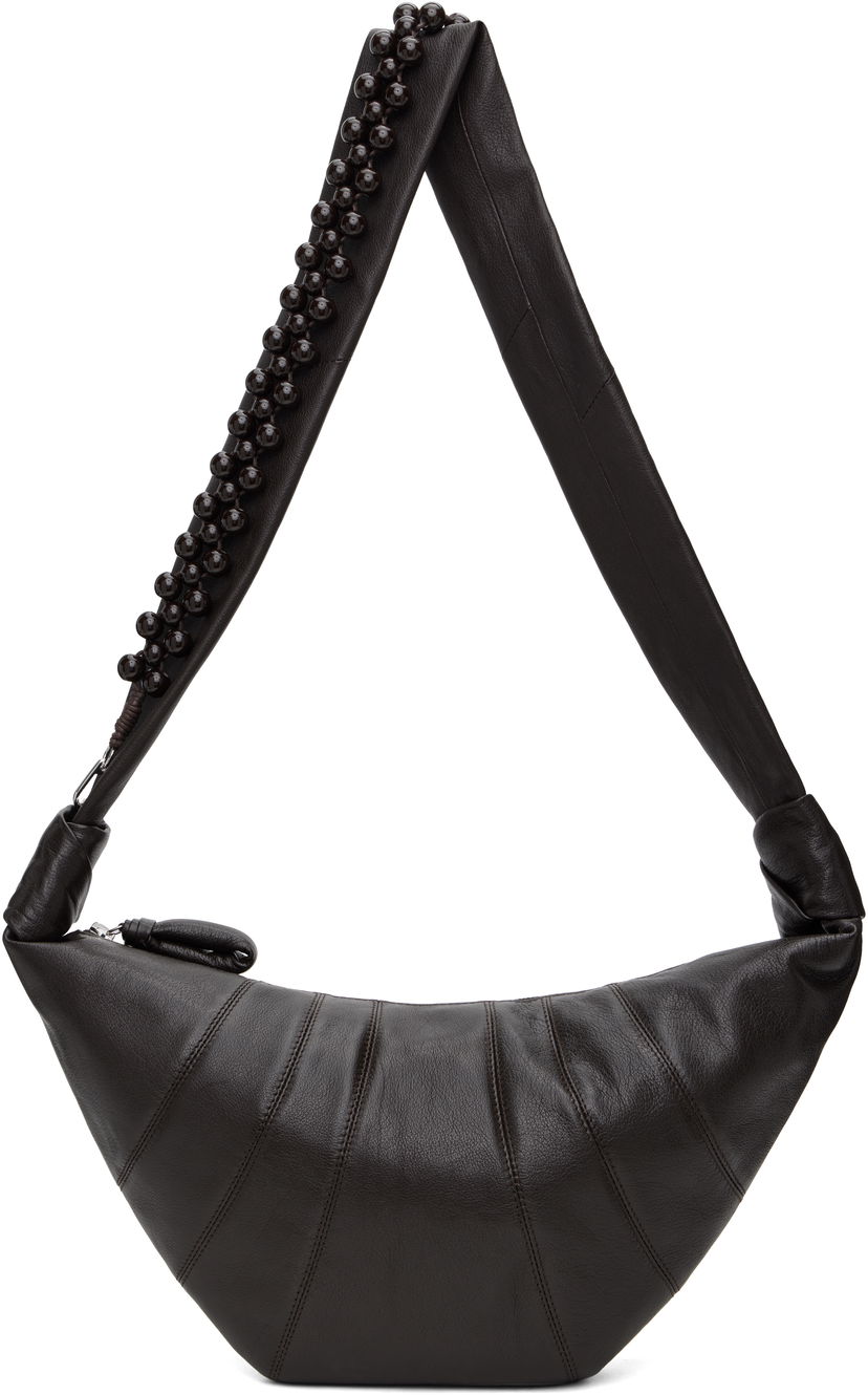 Torba za čez ramo LEMAIRE Lemaire Pearls Medium Croissant Bag Rjava | BG0158 LL0131