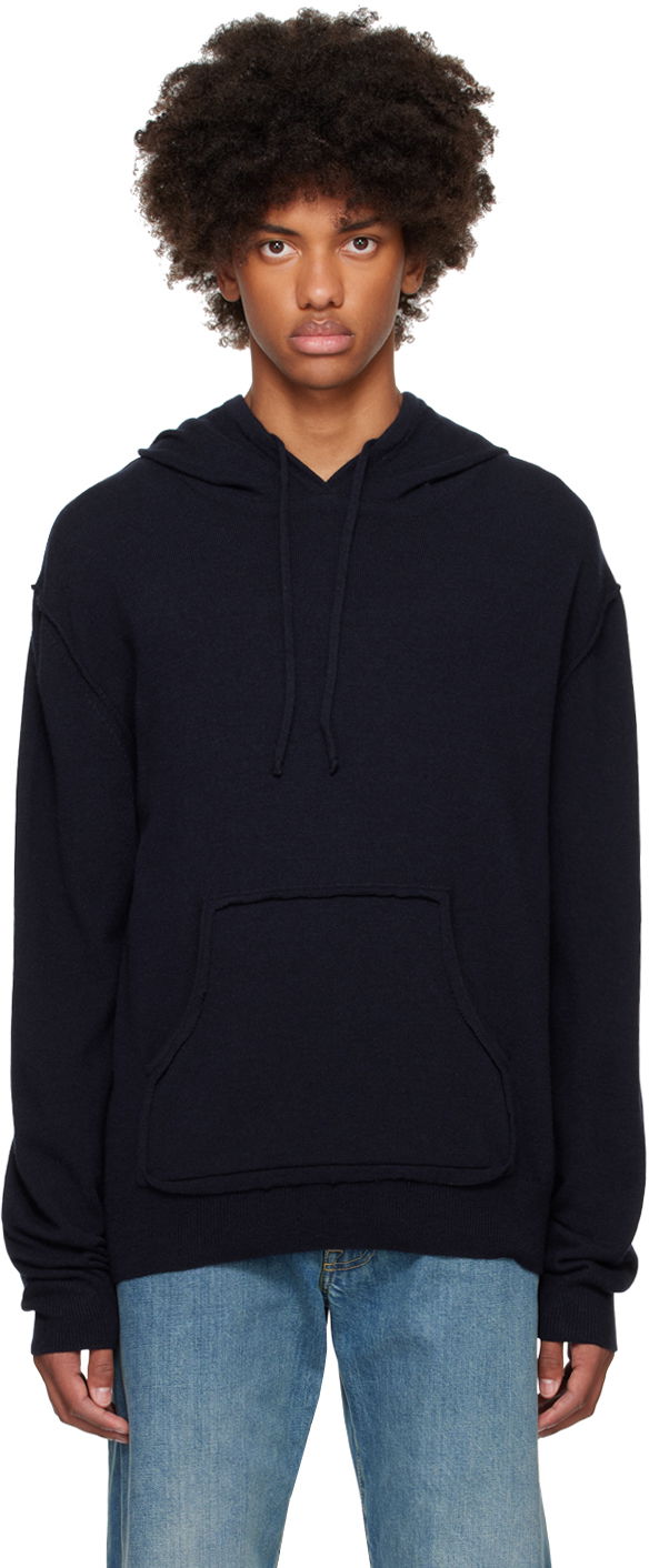 Pulover Maison Margiela Cashmere Hoodie Mornarica | S50GU0223 M13060