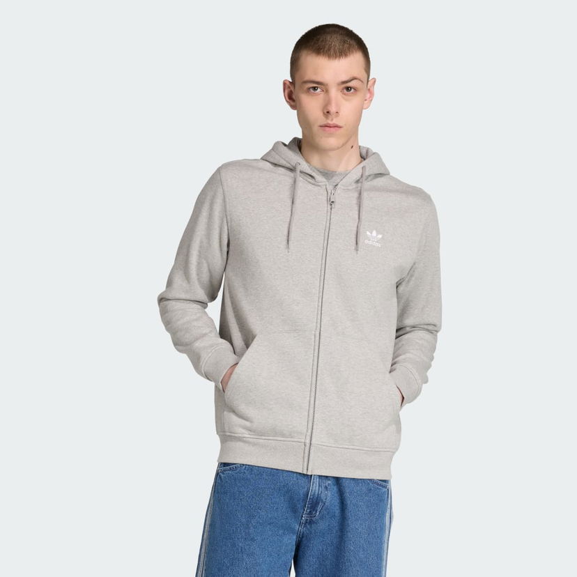 Pulover adidas Performance Trefoil Essentials Full-Zip Hoodie Siva | JY6167