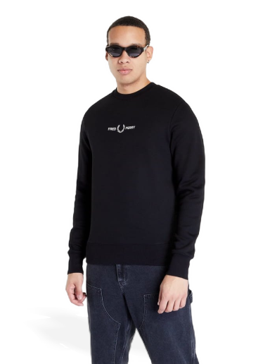 Pulover Fred Perry Embroidered Sweatshirt Črna | M4727 102