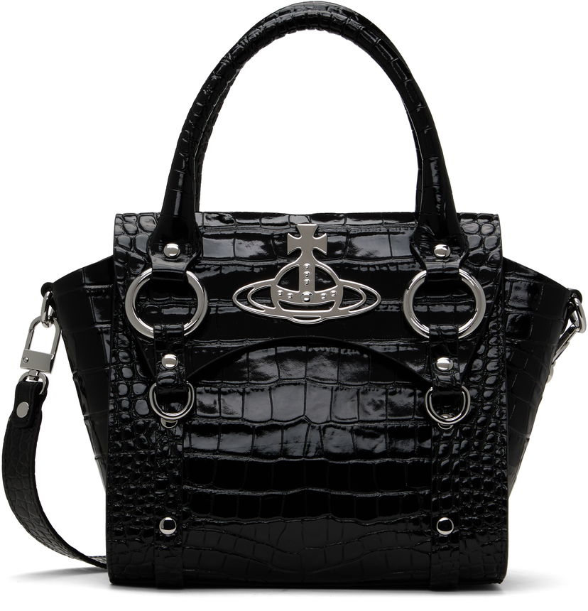 Torbica Vivienne Westwood Vivienne Westwood Small Betty Crocodile-Embossed Bag Črna | 47030004W-L0099-
