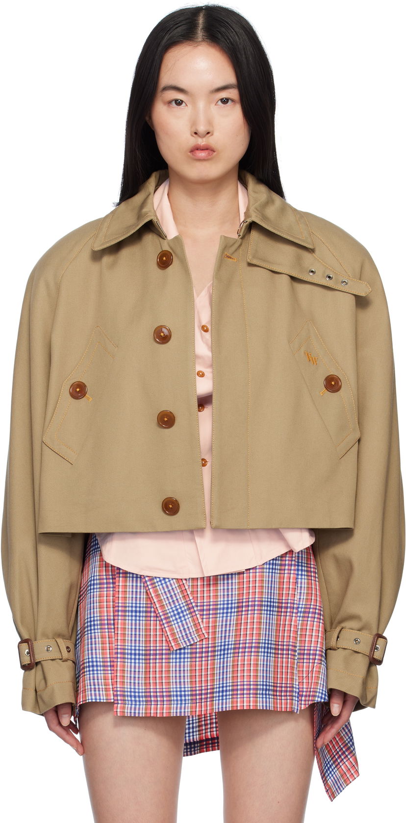 Jakna Vivienne Westwood Vivienne Westwood Graziano Cropped Trench Coat Bež | 3301001L-W011Y-