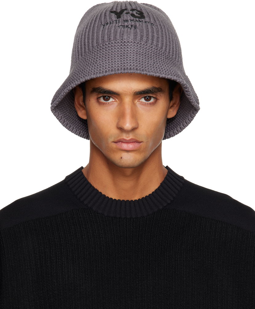 Klobuk Y-3 Y-3 Heritage Knit Bucket Hat Siva | KC0436