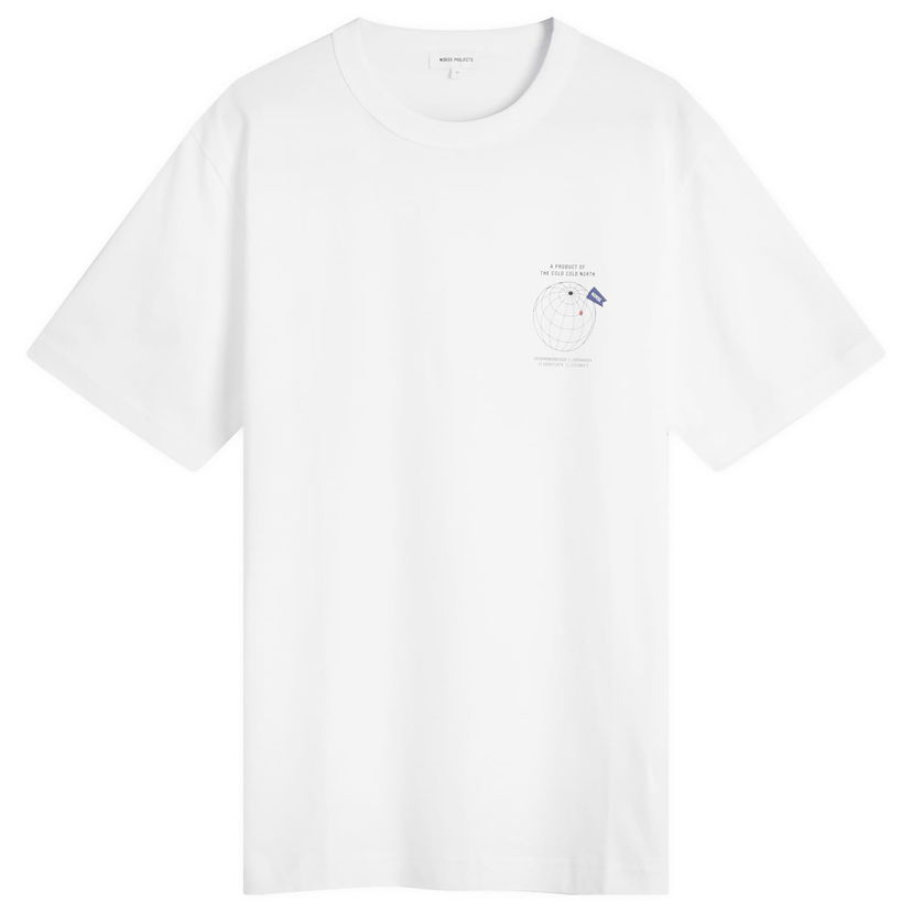 Majica NORSE PROJECTS Norse Projects Holger Globe Print T-Shirt, Size Large Bela | N01-0682-0001