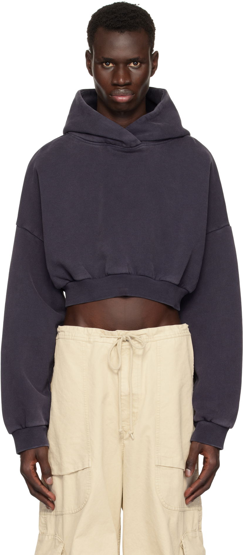 Pulover Entire Studios Entire Studios Cropped Heavy Hoodie Mornarica | ES2392IN