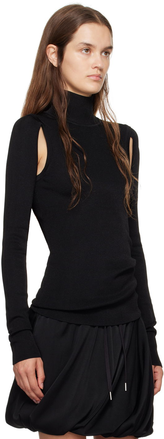 Pleteni pulover Helmut Lang Helmut Lang Air Cutout Turtleneck Črna | O06HW702, 1