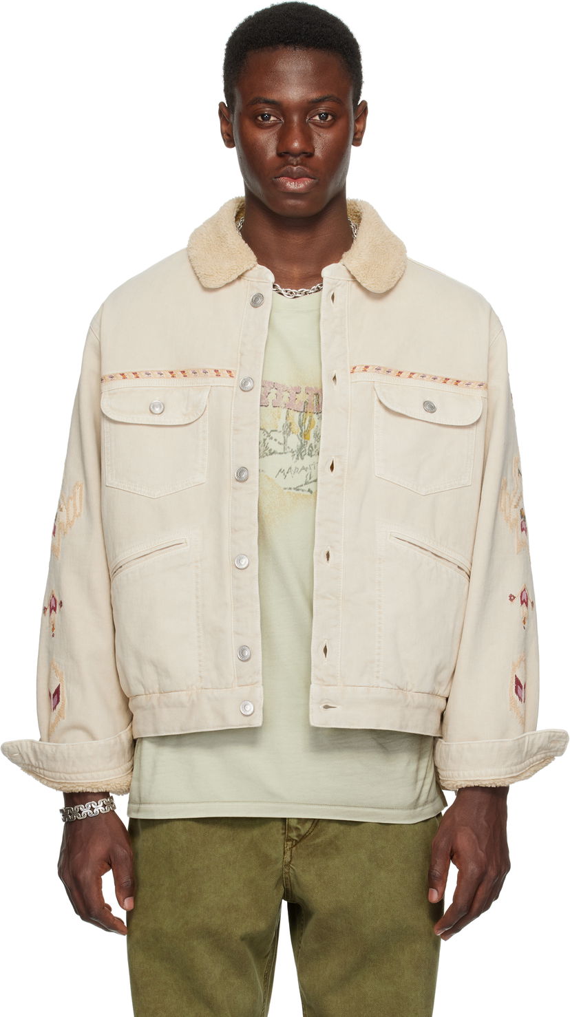 Jakna ISABEL MARANT Isabel Marant Jenson Embroidered Sherpa Denim Jacket Bež | 25PVE0184HA-C1H02H