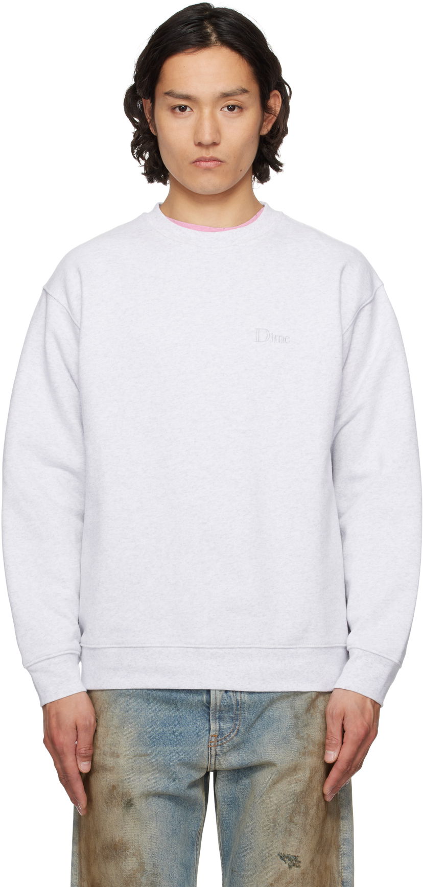 Pleteni pulover Dime Dime Classic Small Logo Crewneck Sweatshirt Siva | DIMESP2538ASH