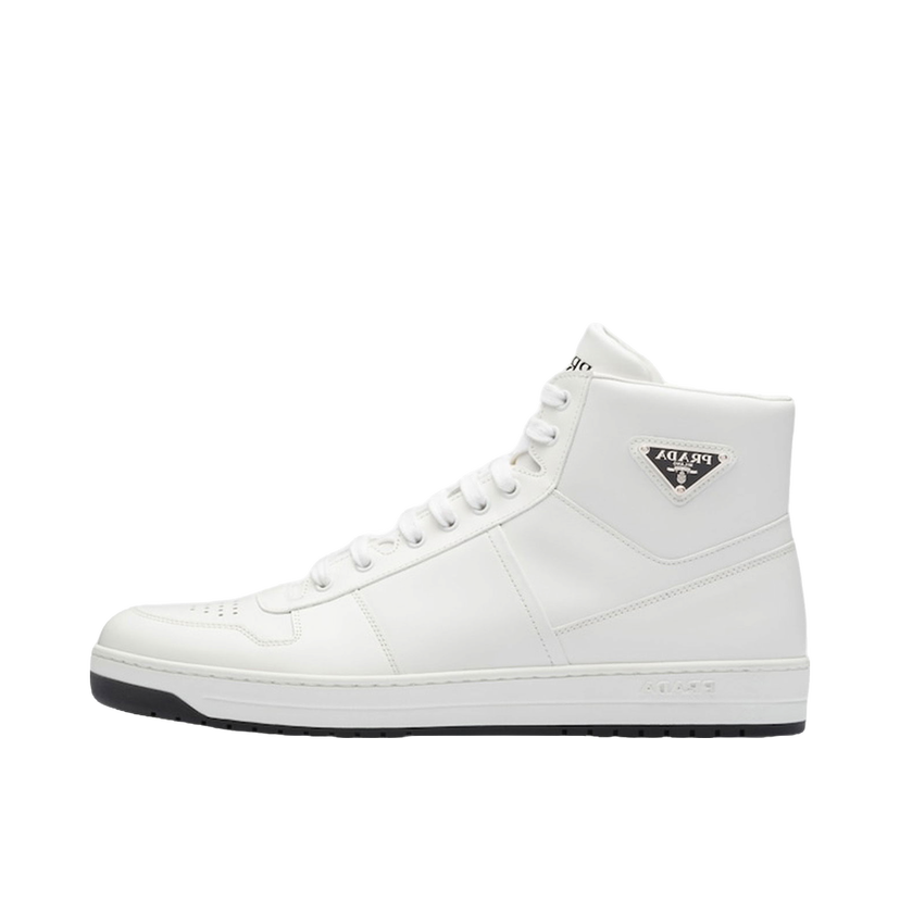 Superge in čevlji Prada Downtown High Top Sneakers Leather White White Black Bela | 2TE183_3LJ6_F0964