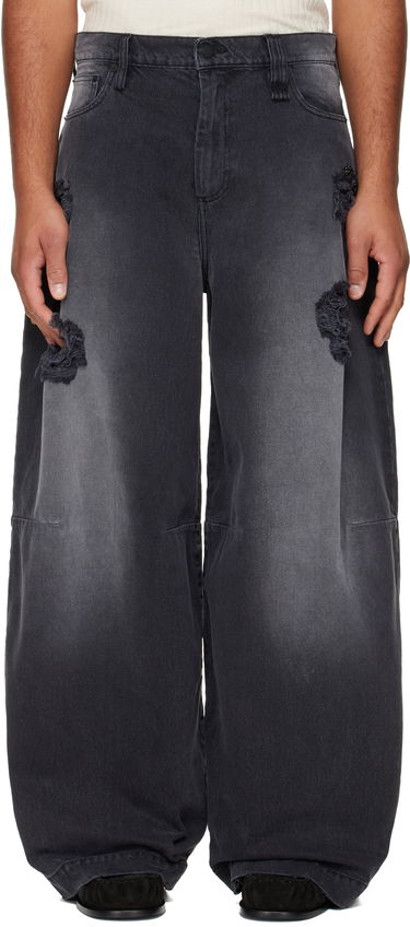 Kavbojke Simone Rocha Simone Rocha Embellished Wide Leg Puddle Jeans Črna | 4162B 1239D, 0