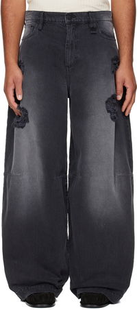 Simone Rocha Embellished Wide Leg Puddle Jeans