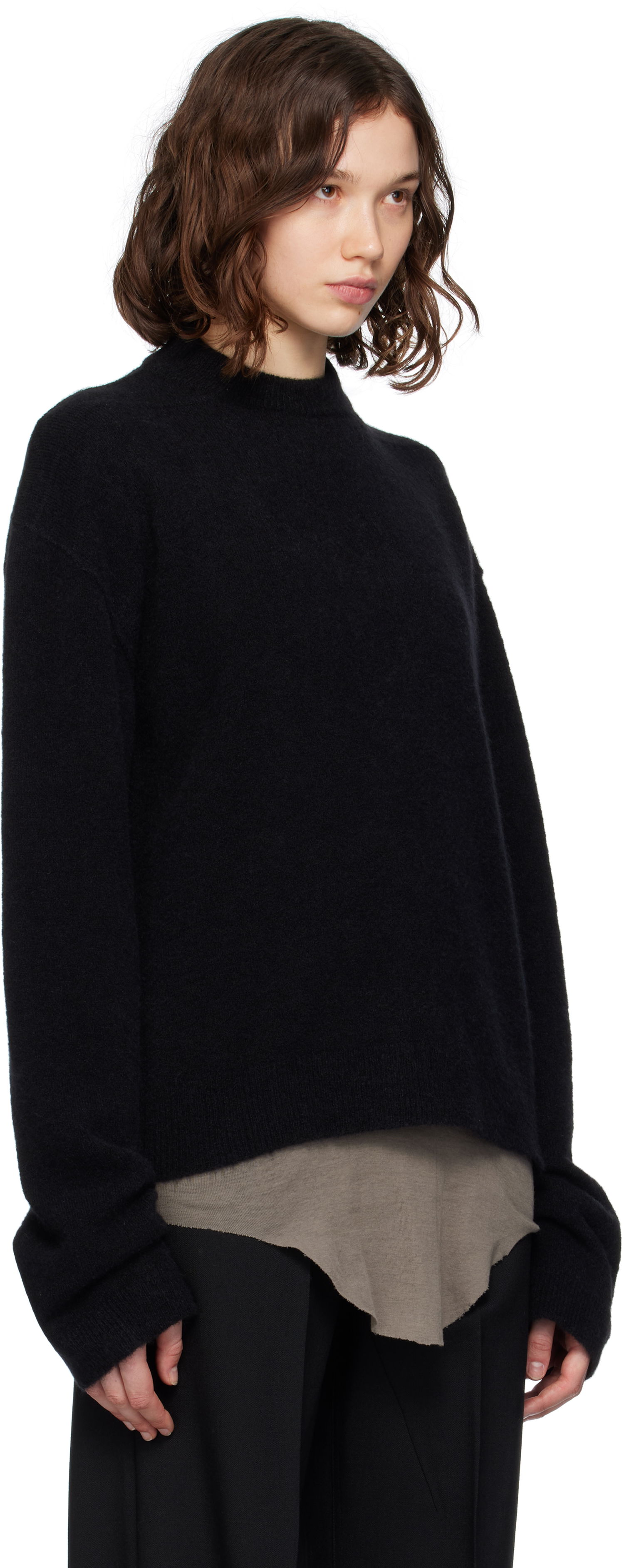 Pleteni pulover Rick Owens Rick Owens Concordians Tommy Long Sleeve Sweater Črna | RP02E4655 KWP, 1